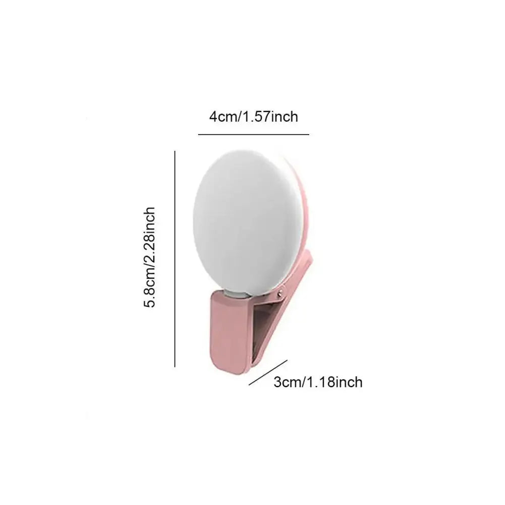 Luz de preenchimento universal para selfies em celulares, lâmpada LED portátil para vídeos ao vivo, acessórios para smartphones e iPhone, luz com clipe de carregamento USB