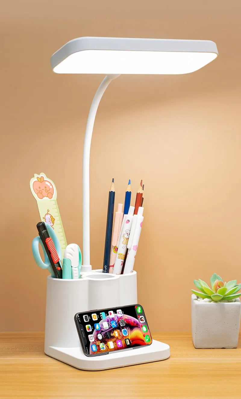 Lâmpada de mesa LED para leitura noturna, proteção para os olhos, para dormitório de estudo, luz noturna para estudantes universitários