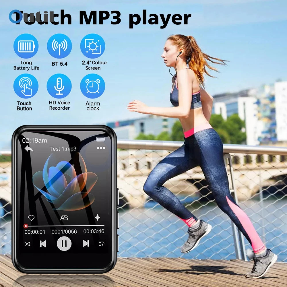 2025 Novo Bluetooth 5.4 Tela sensível ao toque MP3 Player HiFi Lossless Music Play Alto-falante integrado 32 GB Suporte para gravação de e-book