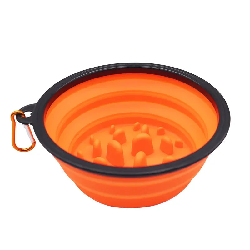 Tigela dobrável de silicone para animais de estimação, tigela de comida lenta para cães, tigela portátil para cães ao ar livre, utensílios de mesa, tigelas de arroz para cães e garrafa de água para cães