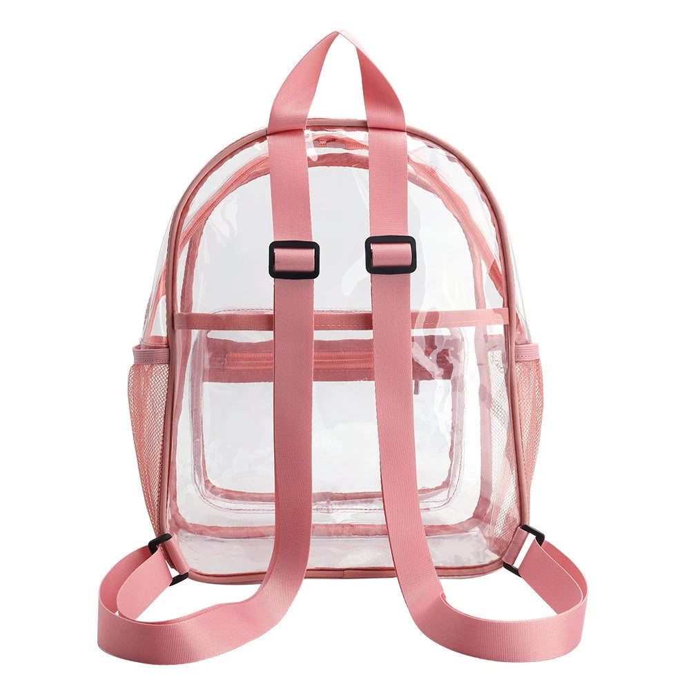 Mochila transparente de PVC para esportes ao ar livre, fitness, casual, viagem, visível, grande capacidade, à prova d'água, alça superior, mochila escolar