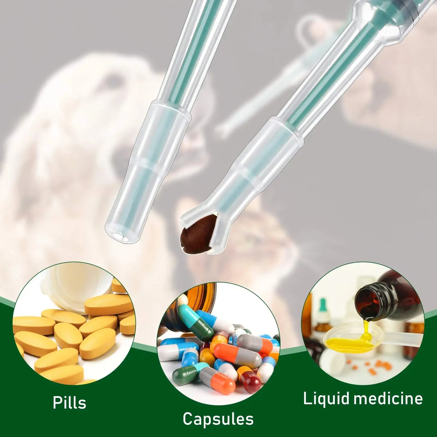 Dispensador de medicamentos para animais de estimação, bastão de alimentação de pressão para cães e gatos, pílulas para comer, pílulas, artefatos de medicamentos, cuidados com doenças em animais de estimação