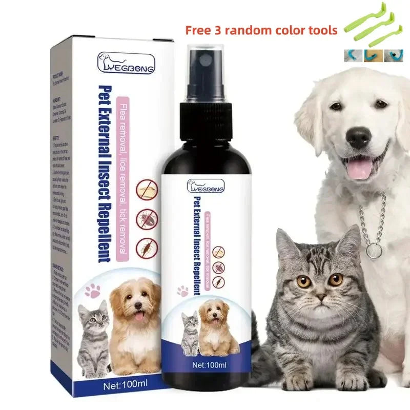 Spray removedor de pulgas para cães e gatos Limpeza da pele de animais de estimação Repelente externo de piolhos Carrapatos Spray para alívio e alívio