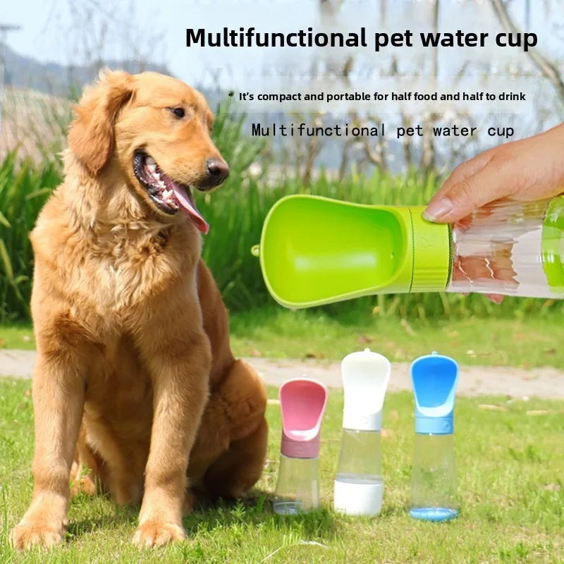 Garrafa de água para animais de estimação, chaleira para cães, fornecimento de água para áreas externas, garrafa portátil para água e comida, copo de água para áreas externas, dispensador de água