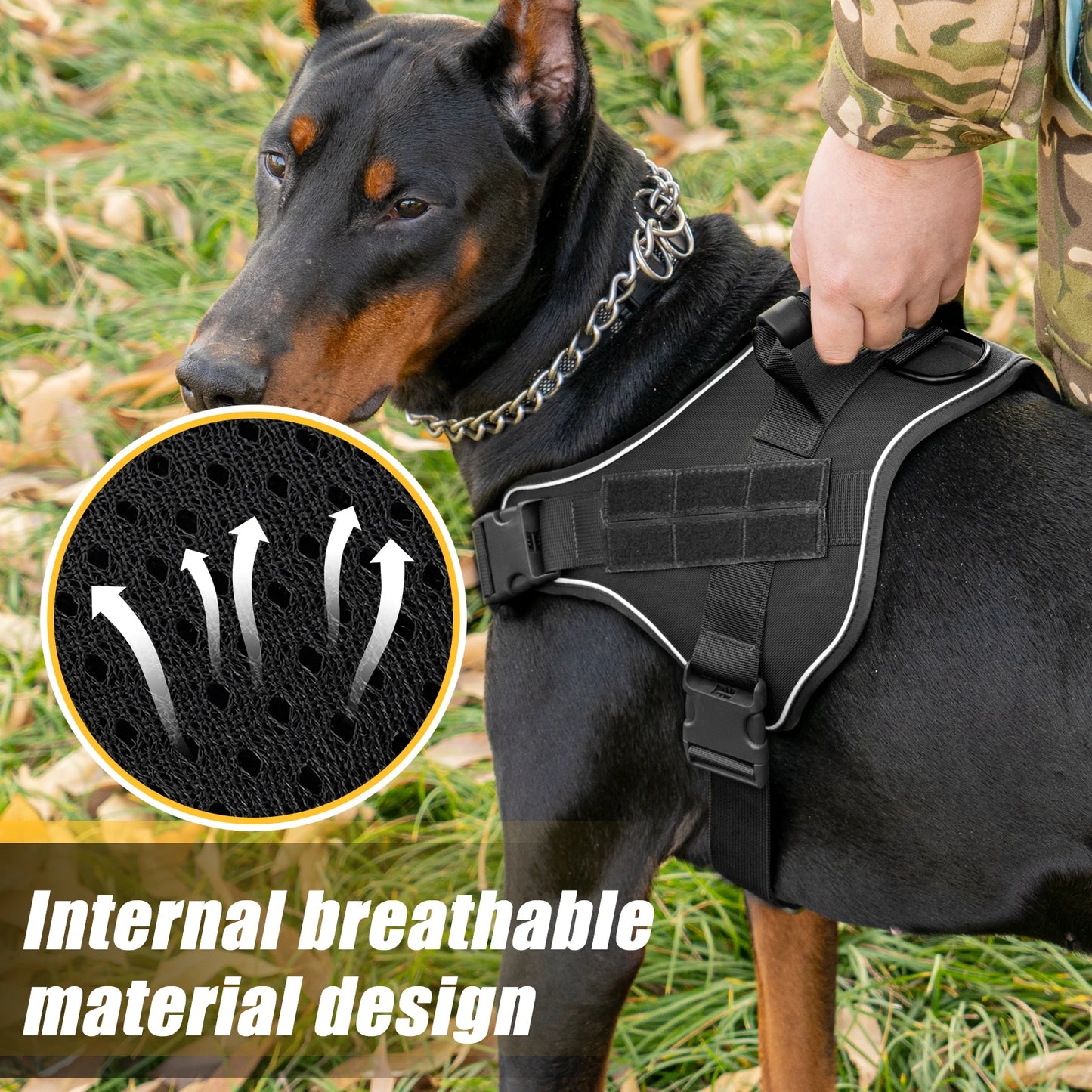Arnês tático para cães, colete de treinamento para animais de estimação, Doberman Pinscher, arnês para cães de pequeno, médio e grande porte, à prova de explosão