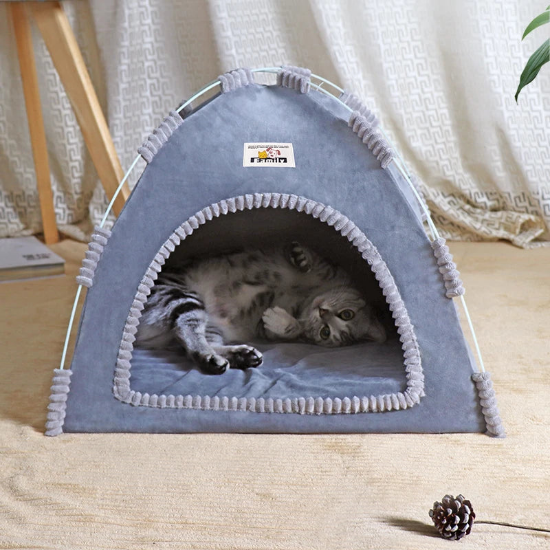 Casa dobrável para gatos, tenda para animais de estimação, quatro estações, ninho universal para gatos e cães, tapete refrescante de verão, portátil, dobrável e respirável para áreas externas