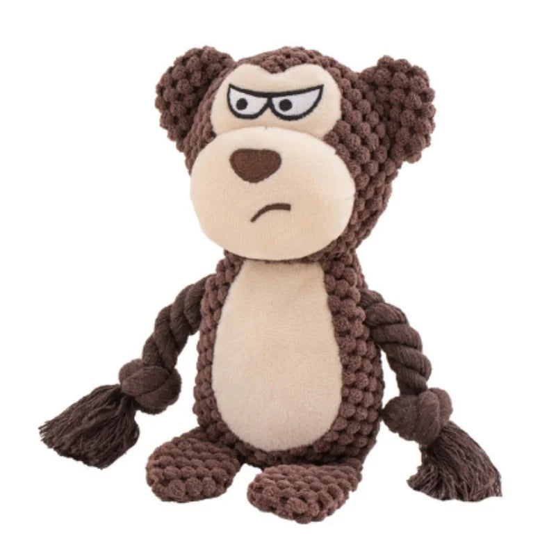 Brinquedo de empurrar fofo para animais de estimação, cachorro, auto-alívio, vocalização, elefante, raposa, gato, ranger de dentes e morder, brinquedo interativo de limpeza e mastigação