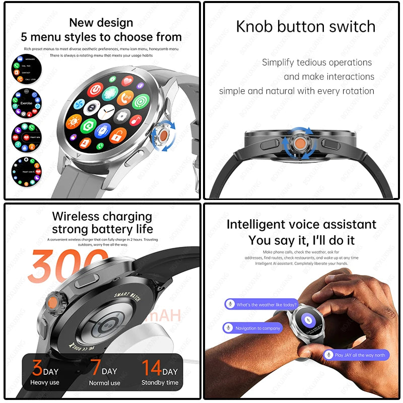 Novo 2025 para Xiaomi S4 Ultra Smart Watch Masculino AMOLED Esporte ao Ar Livre NFC GPS Rastreador de Frequência Cardíaca À Prova D'água Bluetooth Chamada Smartwatch