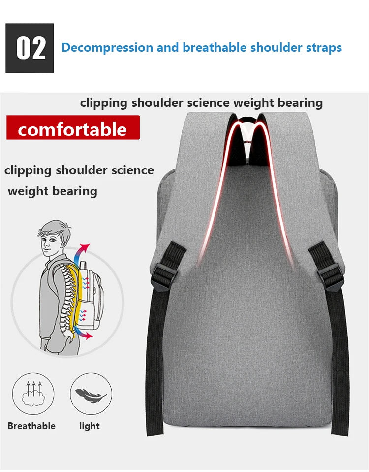 Mochilas escolares masculinas à prova d'água para laptop, mochilas escolares com entrada USB de 15,6 polegadas, mochilas de grande capacidade para homens