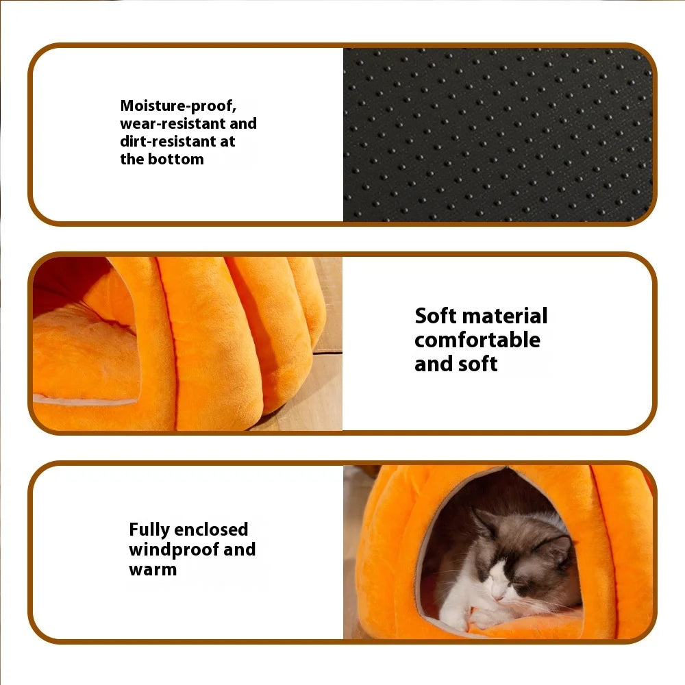 Ninho para gatos, casinha fechada para gatos, ninho para animais de estimação, quente e espesso, ninho para cães com sono profundo, suprimentos para animais de estimação, cama fechada para gatos, tendas para gatos
