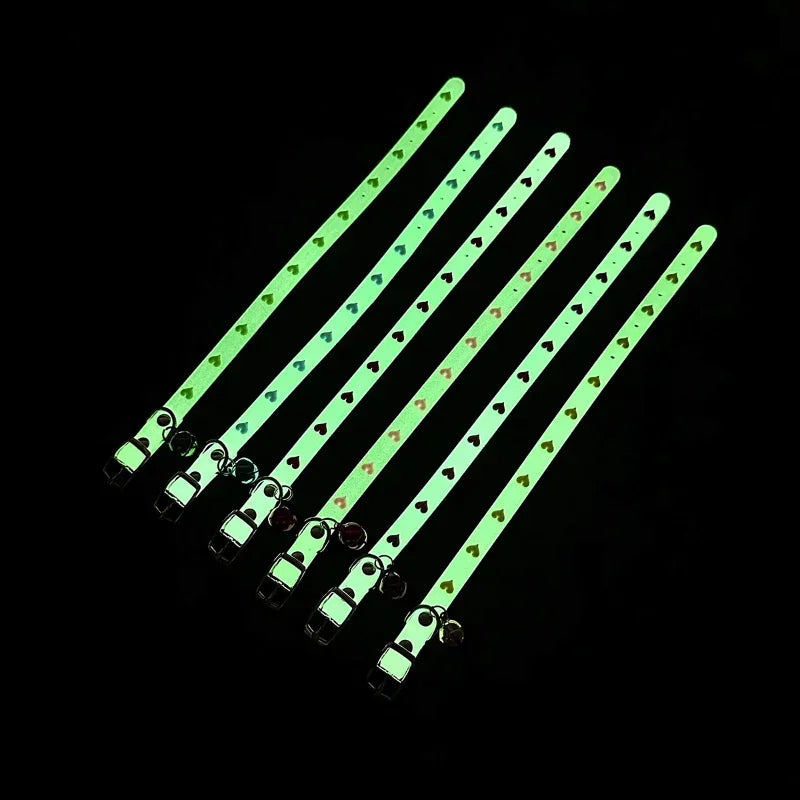 Colar luminoso para gatos, coleira pequena para cães, anti-perda, colar de silicone fluorescente, anel de pescoço, acessórios para animais de estimação