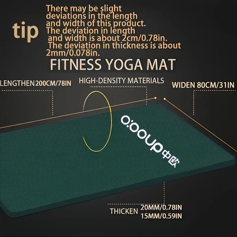 Tapete de ioga NBR de 15/20 mm de espessura, à prova de umidade, antiderrapante, durável, para acampamento, piquenique, 200x80 cm, para exercícios, academia e treino fitness