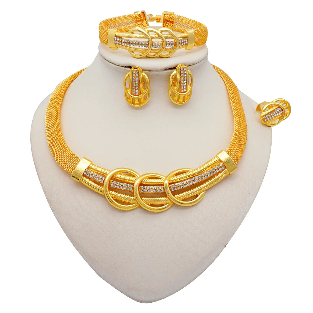 Conjuntos de joias finas 2023 para mulheres, presentes de casamento, colar, pulseira, brincos, anel, joias com contas africanas