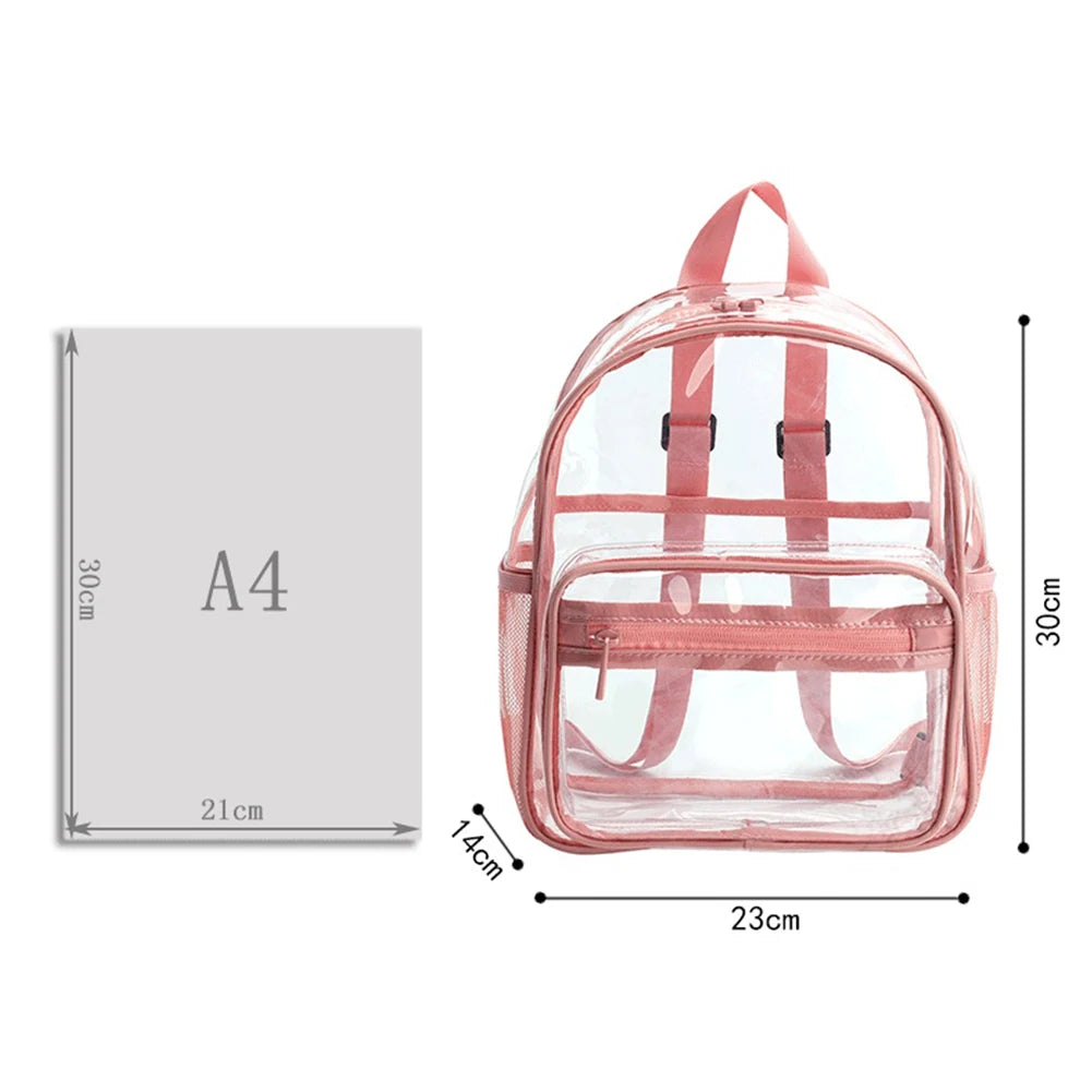 Mochila transparente de PVC para esportes ao ar livre, fitness, casual, viagem, visível, grande capacidade, à prova d'água, alça superior, mochila escolar