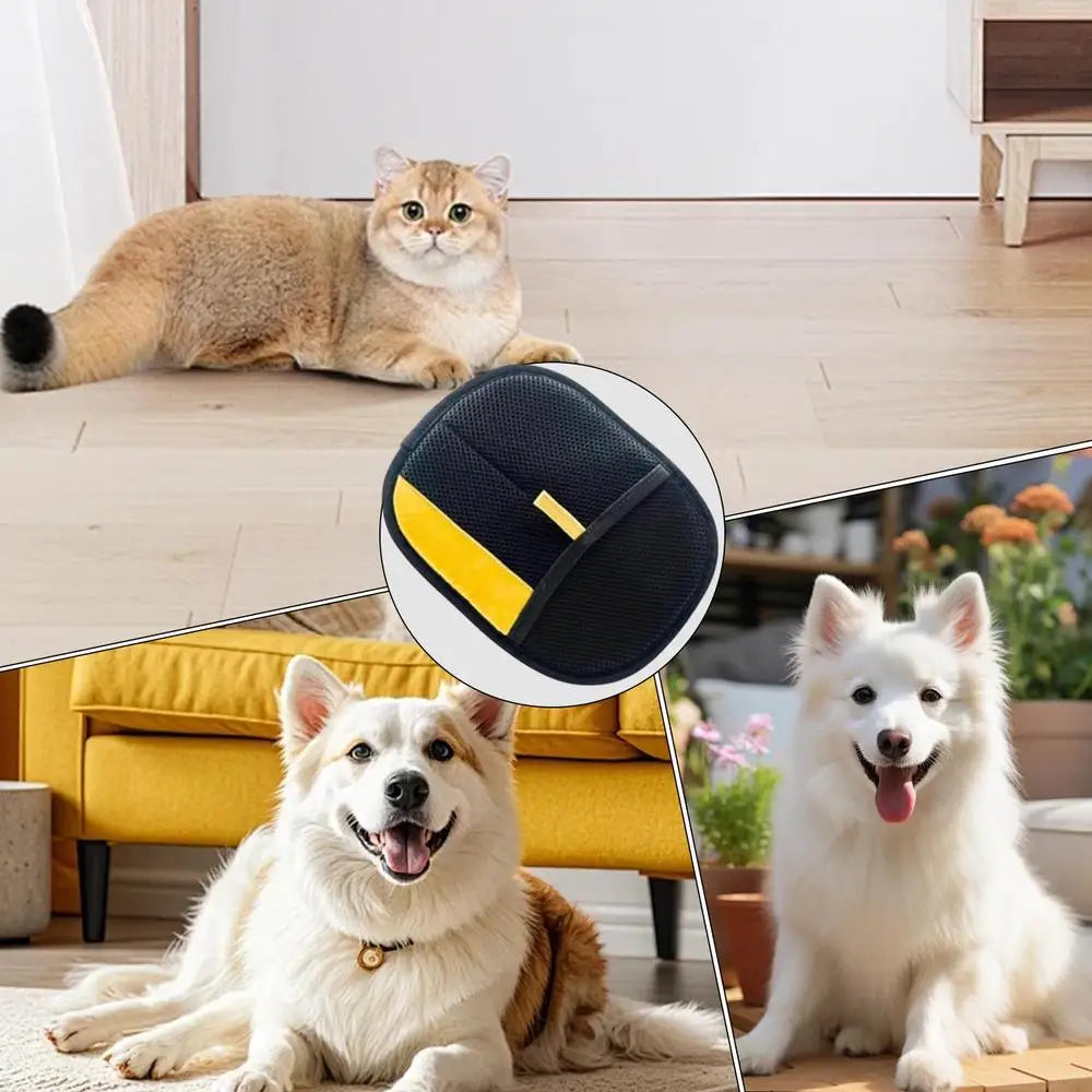 Luvas para tosa de animais de estimação, escova para pelos de gatos, luvas para remoção de pelos de animais de estimação, escova dupla, ferramenta de limpeza de pelos de gato sem estática, luvas para remoção de pelos