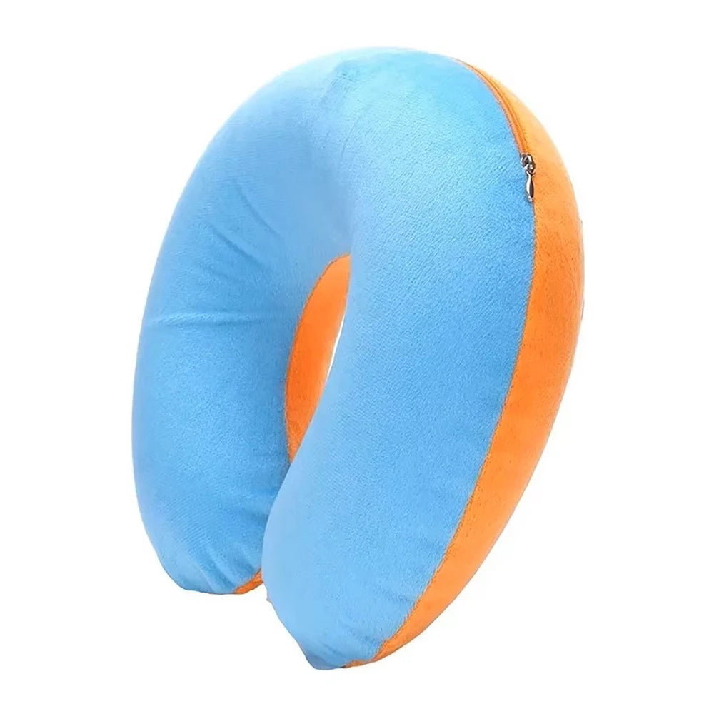 Travesseiro de viagem em formato de U, portátil, preguiçoso, inflável, suporte cervical, curto, pelúcia, itens essenciais para dormir no escritório