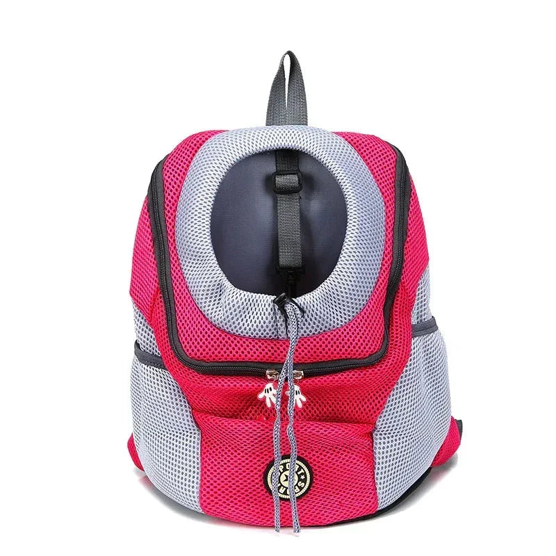 Nova mochila de viagem portátil com dois ombros, bolsa para transporte de cães de estimação, bolsa frontal de malha
