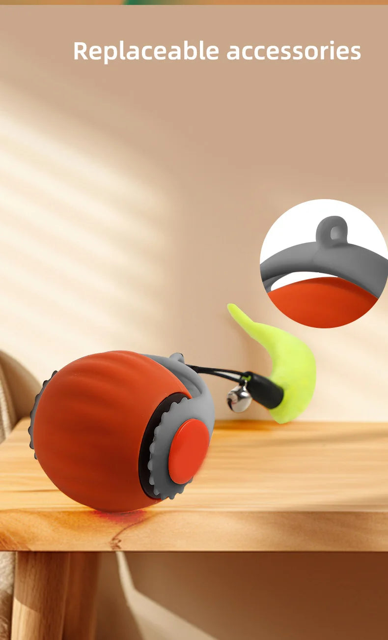 Bola de brinquedo interativa para gatos, bola rolante automática, rabo falso, brinquedo elétrico inteligente recarregável para animais de estimação, treinamento para cães e gatos, imitação de rato
