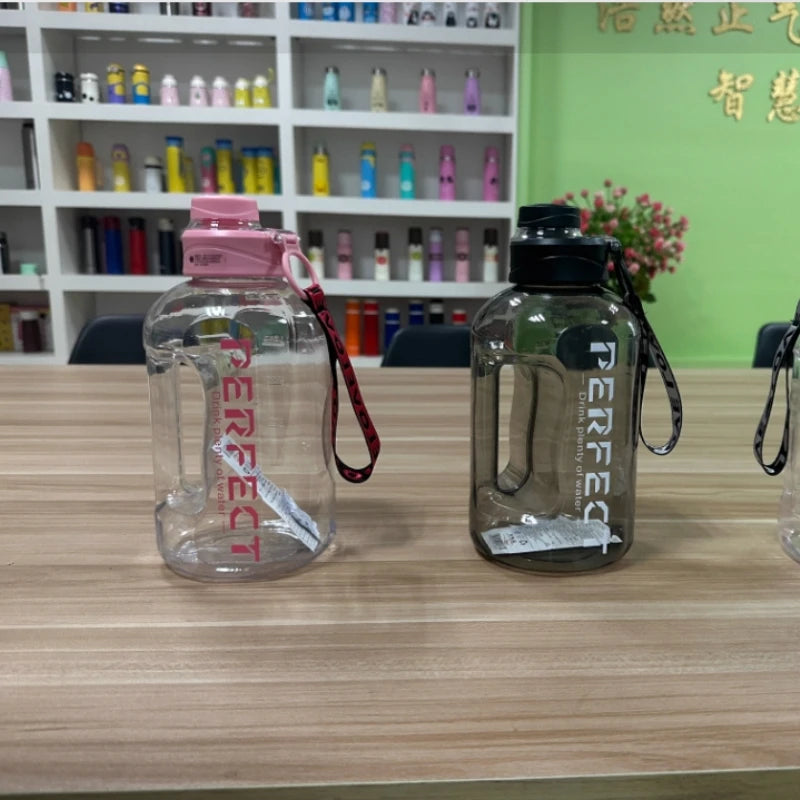 Garrafa de água esportiva de 1,7/2,7L, para academia, ciclismo, copo, garrafa de água portátil de grande capacidade para fitness, acampamento, homens, chaleira de água