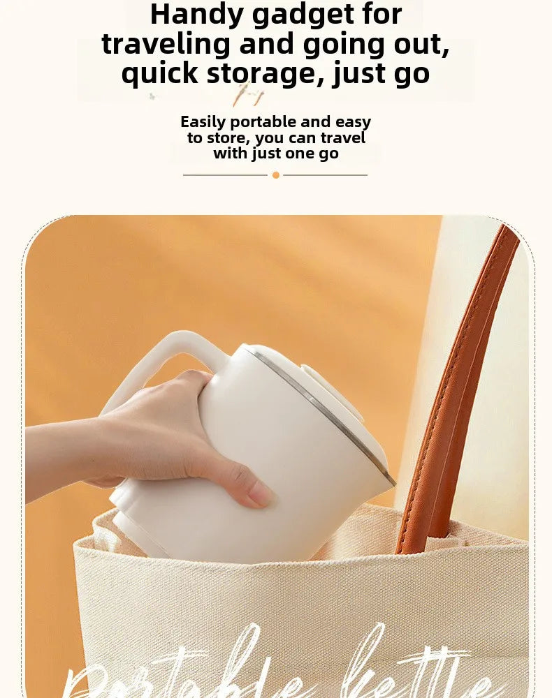 Chaleira dobrável para viagem, pequena chaleira dobrável portátil para áreas externas, aço inoxidável 304, chaleira elétrica