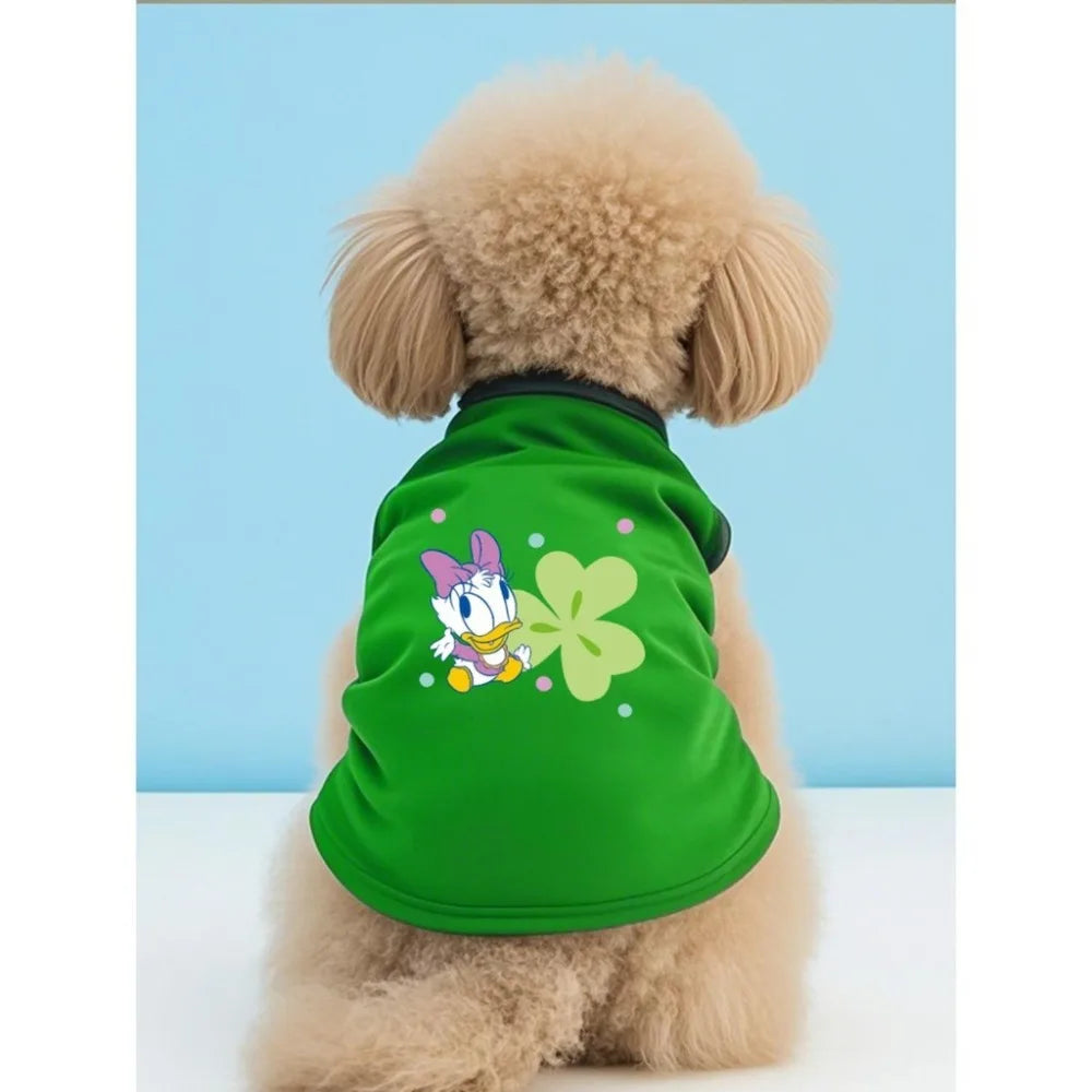 Camiseta estampada para animais de estimação, feita de material de fibra para lazer interno e externo, entretenimento, proteção solar, roupas para cães e gatos