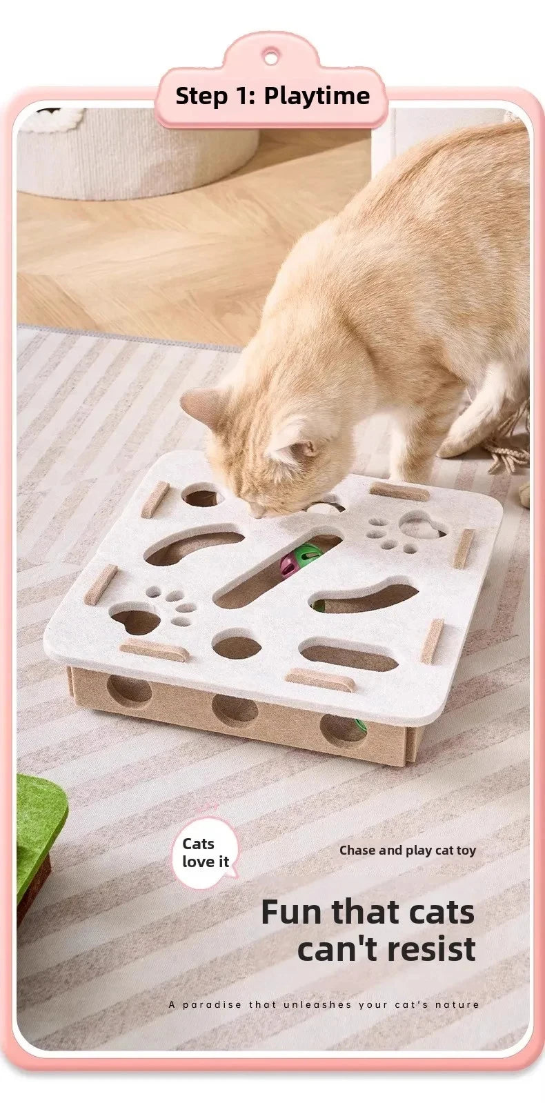Brinquedo de quebra-cabeça para gatos, caixa de feltro, brinquedo de exercício para gatos com bola, entretenimento esportivo interno, brinquedos de caça para gatos domésticos