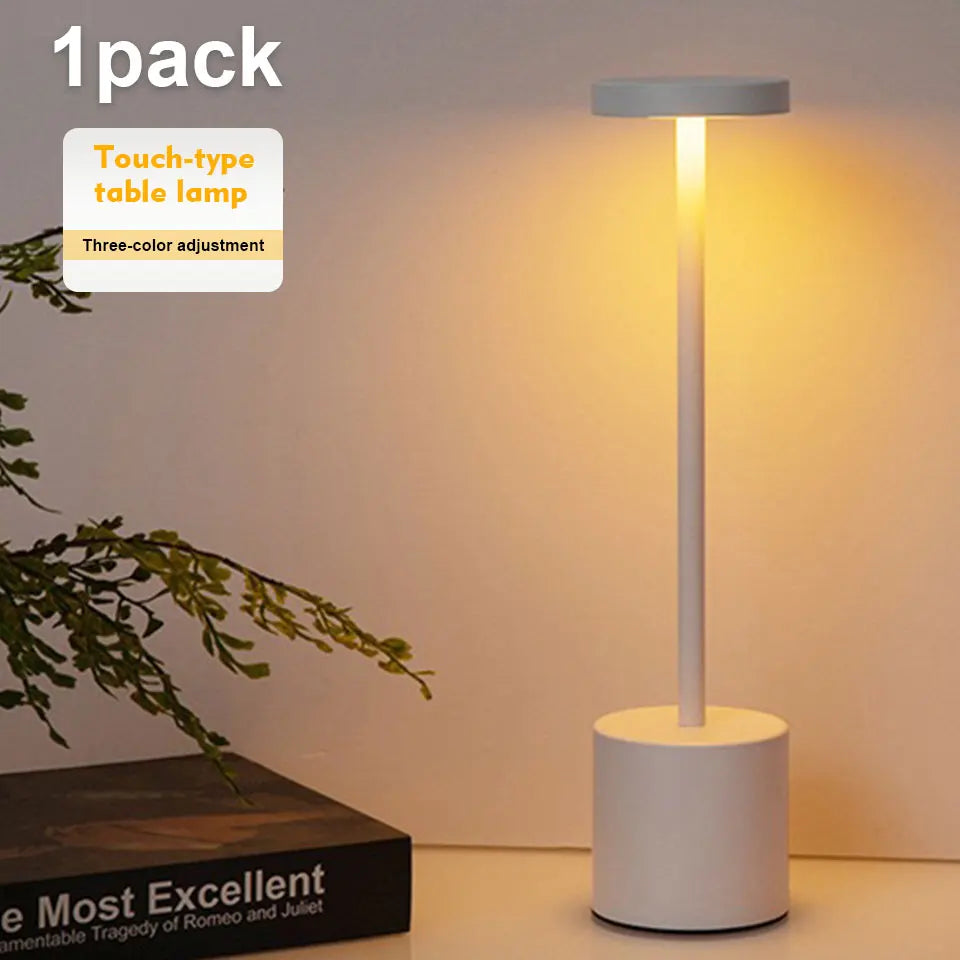 Abajur de mesa USB recarregável sem fio, abajur com luz noturna sensível ao toque, decoração para casa, abajur retrô portátil para quarto