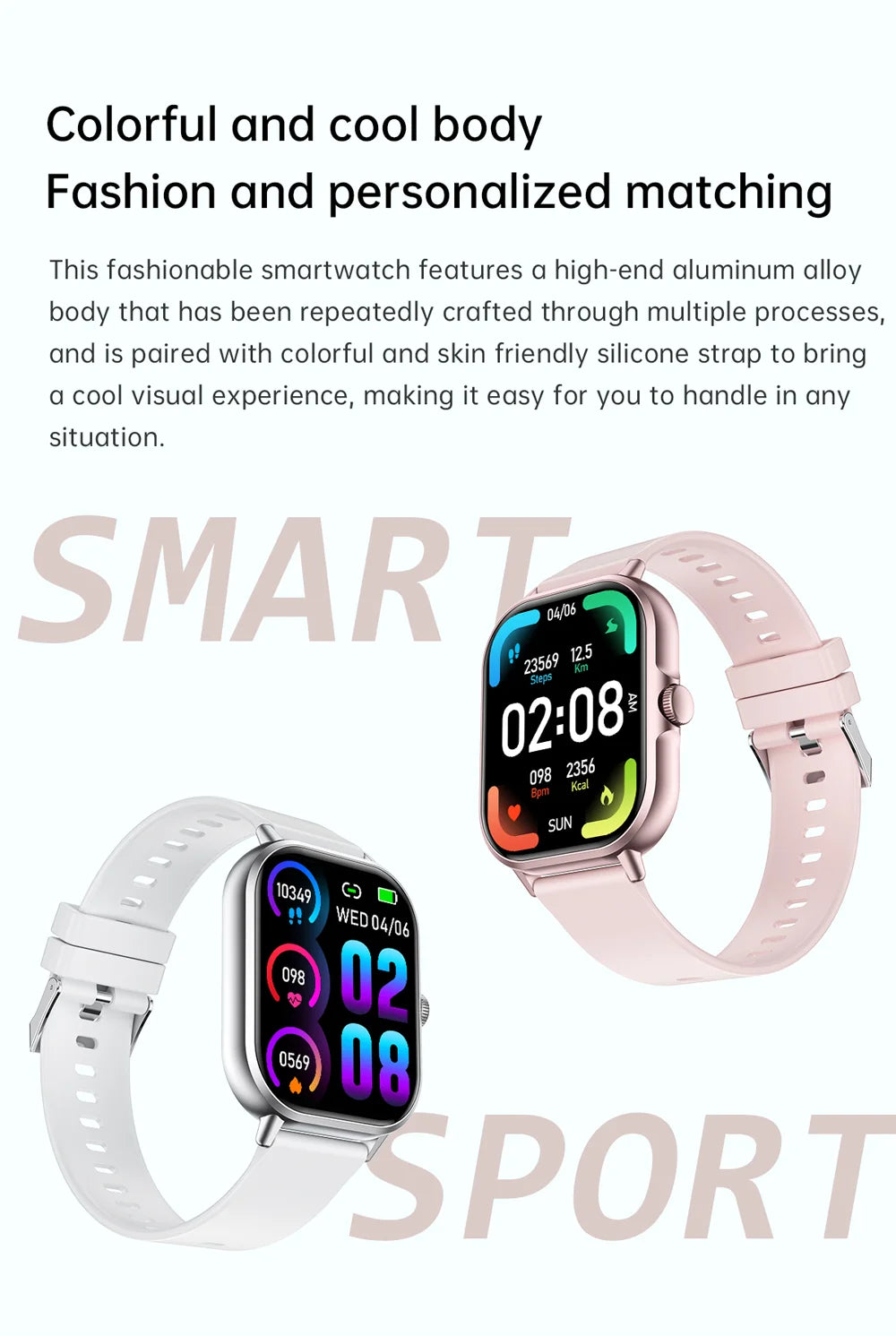 Relógio inteligente 2025 2.01'' Bluetooth com chamada, reprodução de música, relógio fitness esportivo à prova d'água para homens e mulheres, iPhone e Android