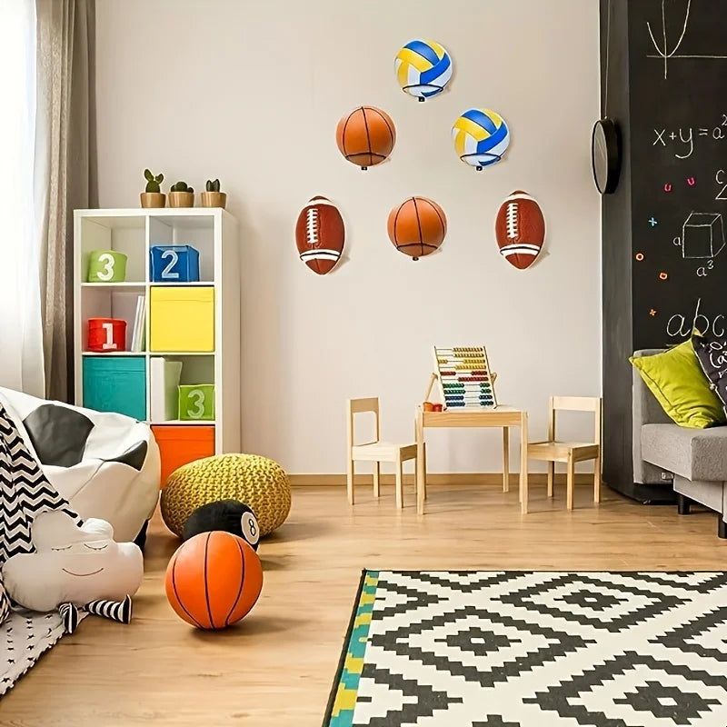 Suporte de parede de metal para exibição de bolas esportivas, 1 peça/2 peças, para basquete, futebol, vôlei, suporte de parede durável