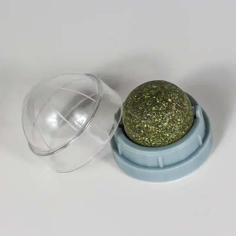 Brinquedo adesivo de parede para gatos Catnip, bola arranhadora, petiscos saudáveis e naturais, remove bolas para promover a digestão, petisco de grama para gatos