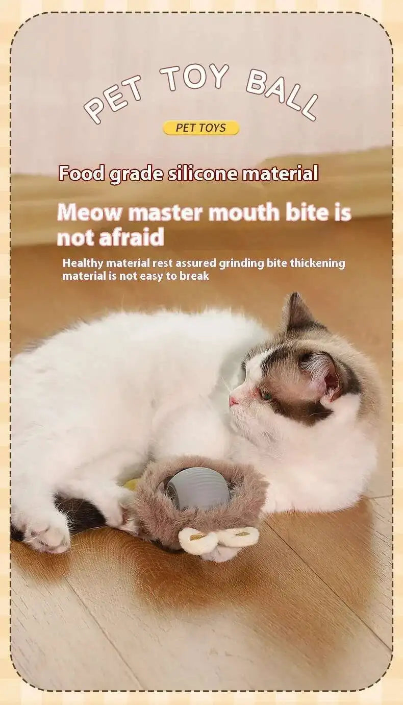 Bola de brinquedo interativa inteligente para gatos, bola rolante automática com cauda falsa, brinquedo elétrico recarregável por USB para animais de estimação, para provocação e treinamento