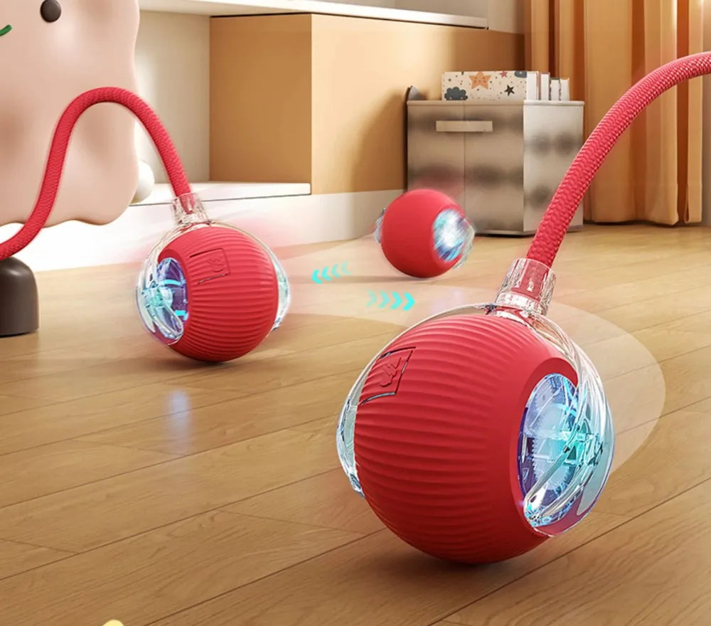 Novo brinquedo interativo para gatos, bola rolante automática, rabo falso, brinquedo elétrico inteligente recarregável para animais de estimação, treinamento para cães e gatos, imitação de rato