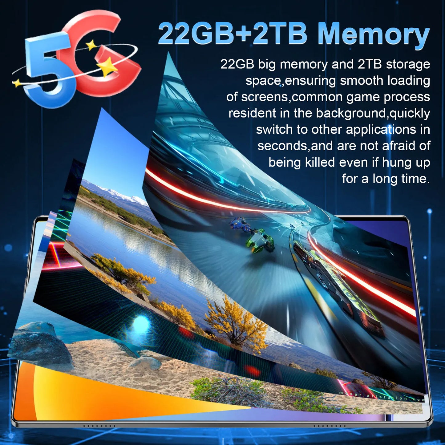 Tablet Android 2025, 20000mAh, 10,36 polegadas, versão global, 22 GB + 2 TB, nova rede, 14 núcleos, Android 13.0, Wi-Fi