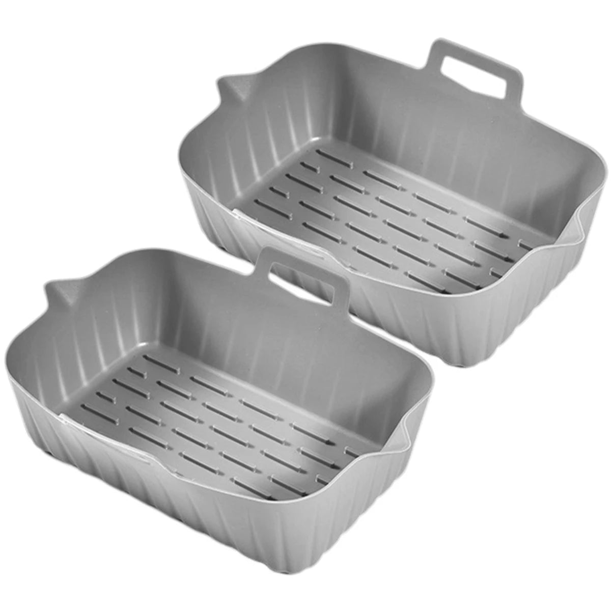 2 peças de forros de silicone para fritadeira de ar, 7,5 polegadas, acessórios para fritadeira de ar quente, molde para assar, bandeja quadrada antiaderente reutilizável