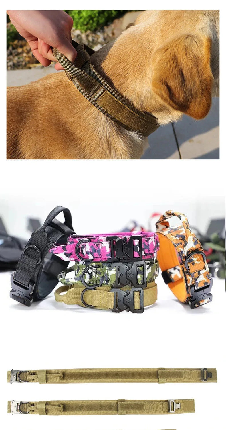 Pet Collar Tactical Collar Outdoor Training Adjustable Explosion-Proof Neck Collar Tactical Dog Collar Traction Rope
