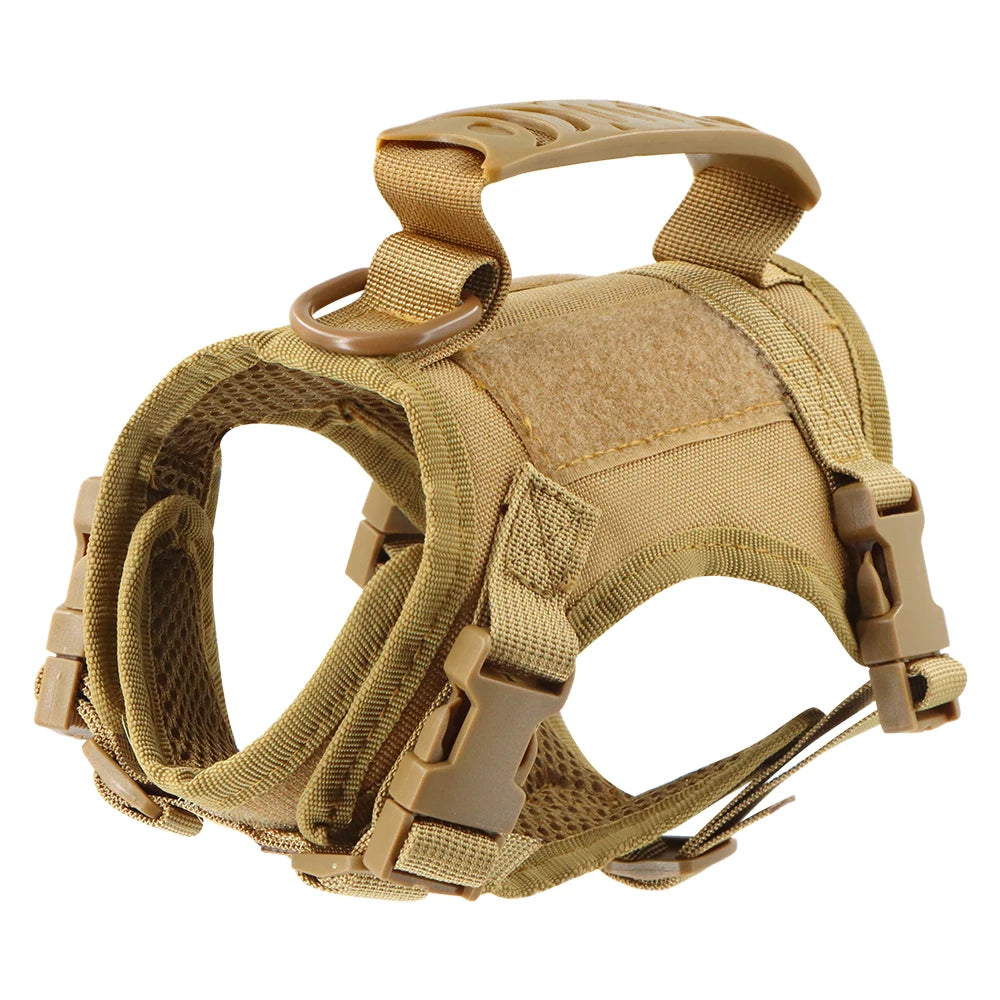 Arnês tático para cães de raças pequenas, colete ajustável para cães de serviço militar, acessórios para treinamento e trabalho