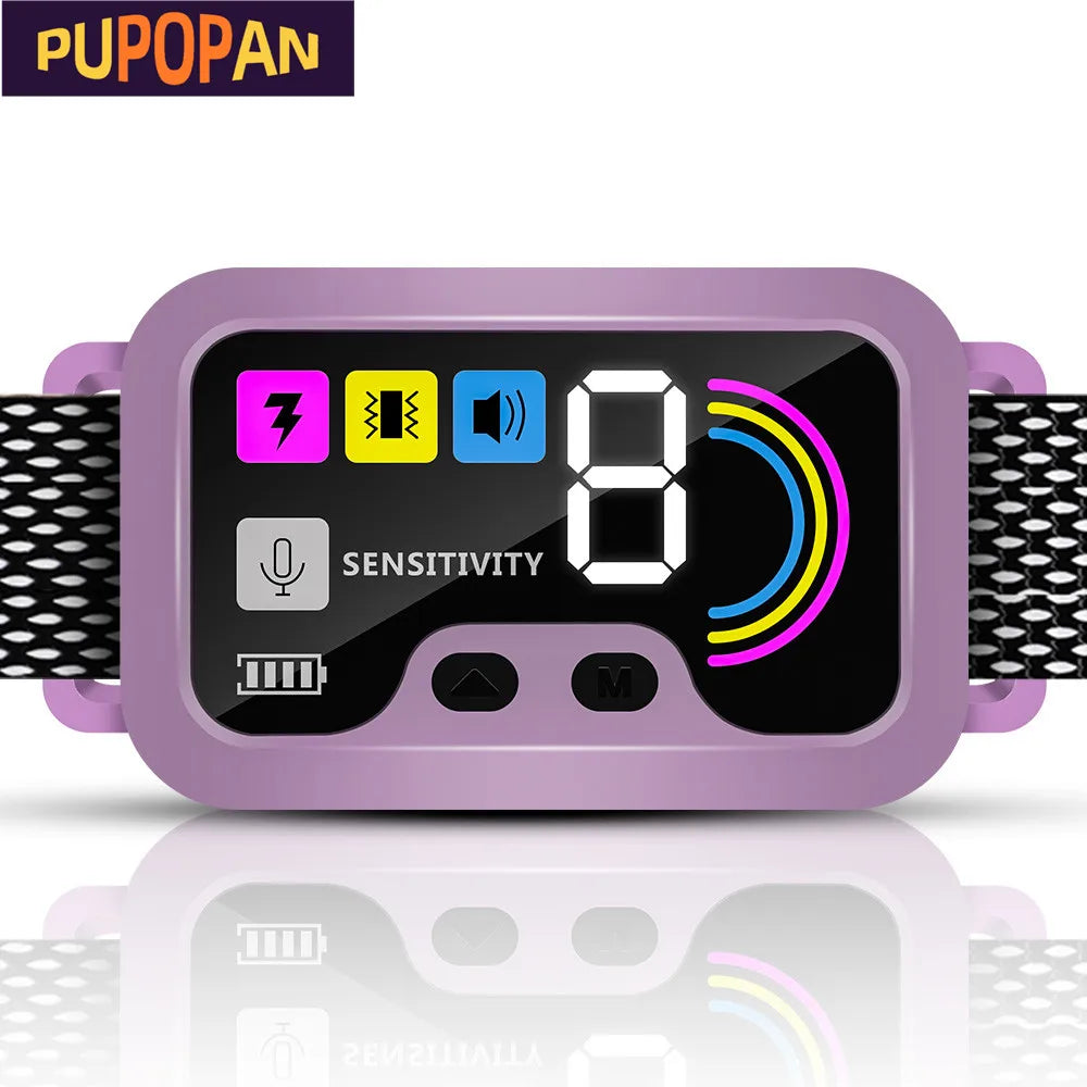 PUPOPAN Dog Training Collar for Large Dogs - Shock Collar with 3 Training Modes Waterproof Electric Shockers And Training Icons