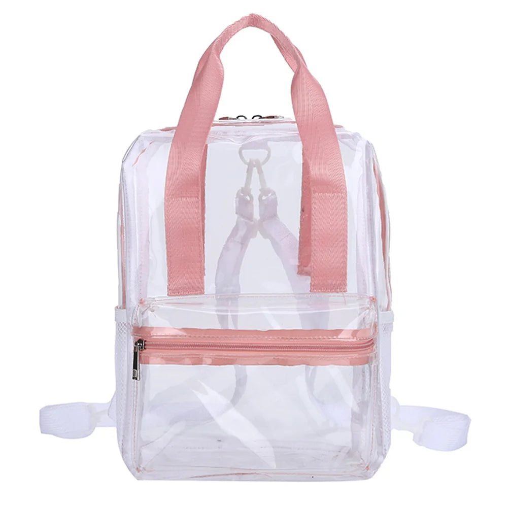 Mochila transparente de PVC para esportes ao ar livre, fitness, casual, viagem, visível, grande capacidade, à prova d'água, alça superior, mochila escolar