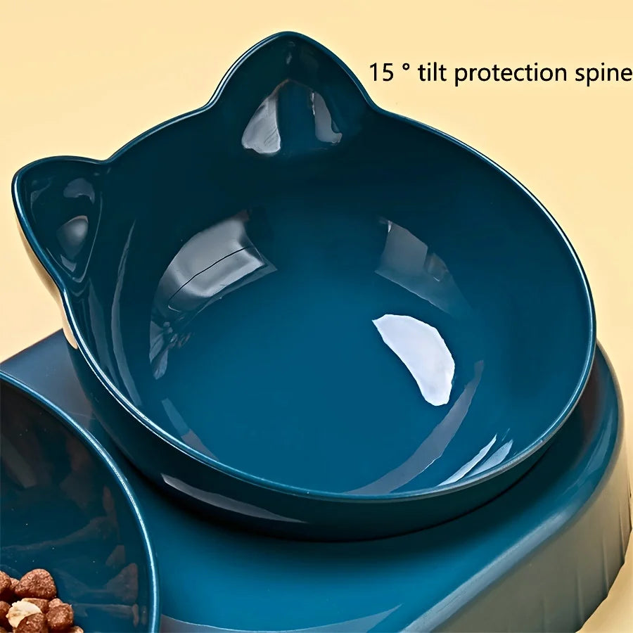 Tigelas para animais de estimação com alimentador de água, design 3 em 1 para orelhas, conjunto de tigelas de água e comida para gatos com garrafa de água por gravidade para proteção do pescoço