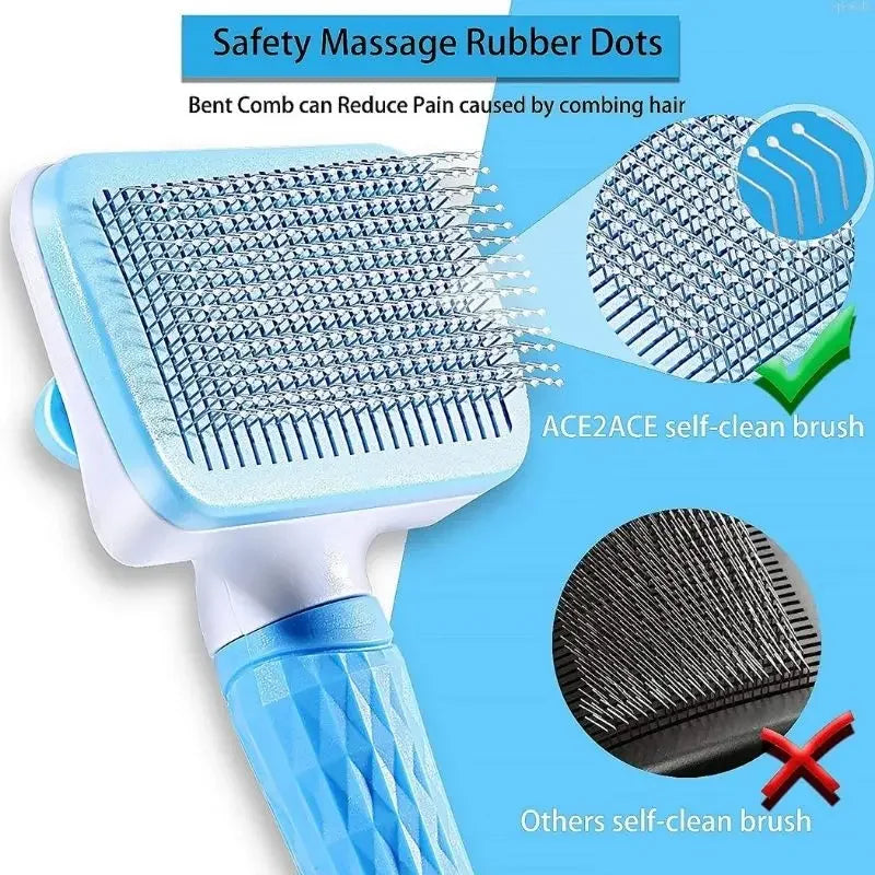 Escova removedora de pelos de cachorro, escova para limpeza e cuidados com pelos de cachorro e gato, pente para cães de pelo longo, remove pelos de animais de estimação, escova de banho e limpeza, suprimentos para cães