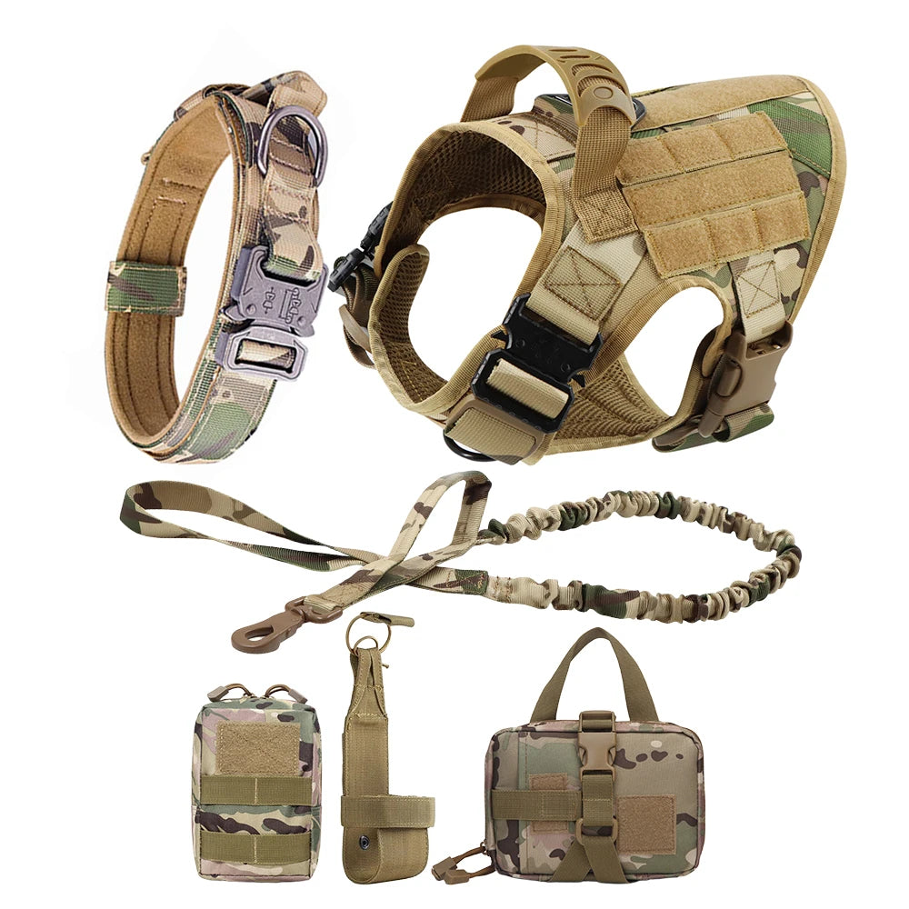 Coleira grande para cachorro, peitoral militar para cachorro, coleira Molle, bolsas, colete de treinamento para animais de estimação, peitorais táticos para pastor alemão, acessórios para cães