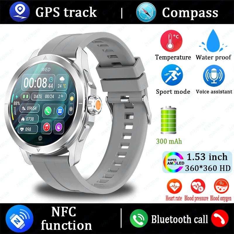 Novo 2025 para Xiaomi S4 Ultra Smart Watch Masculino AMOLED Esporte ao Ar Livre NFC GPS Rastreador de Frequência Cardíaca À Prova D'água Bluetooth Chamada Smartwatch