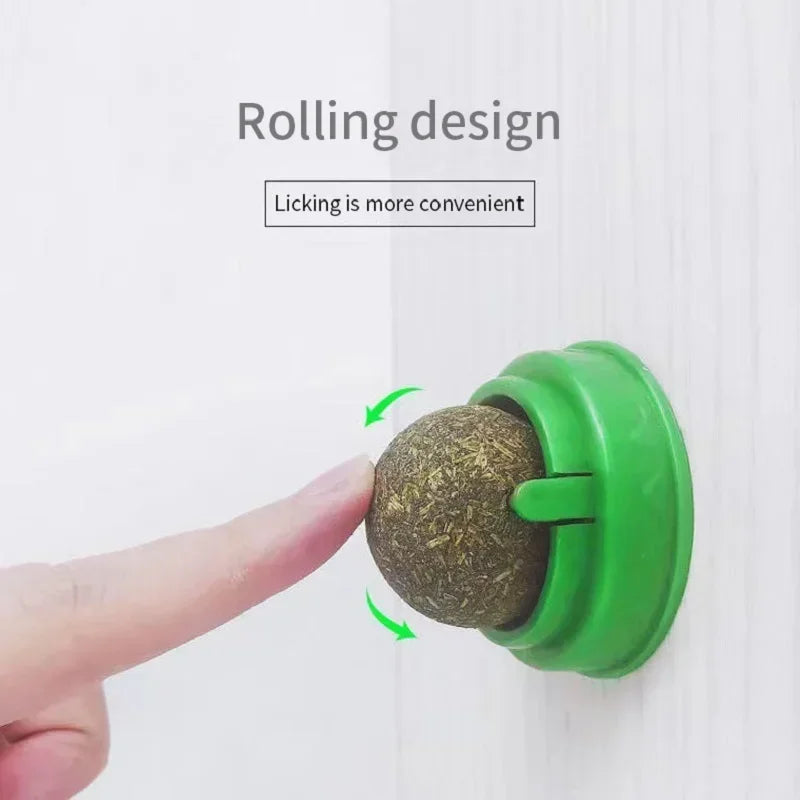 Brinquedo adesivo de parede para gatos Catnip, bola arranhadora, petiscos saudáveis e naturais, remove bolas para promover a digestão, petisco de grama para gatos