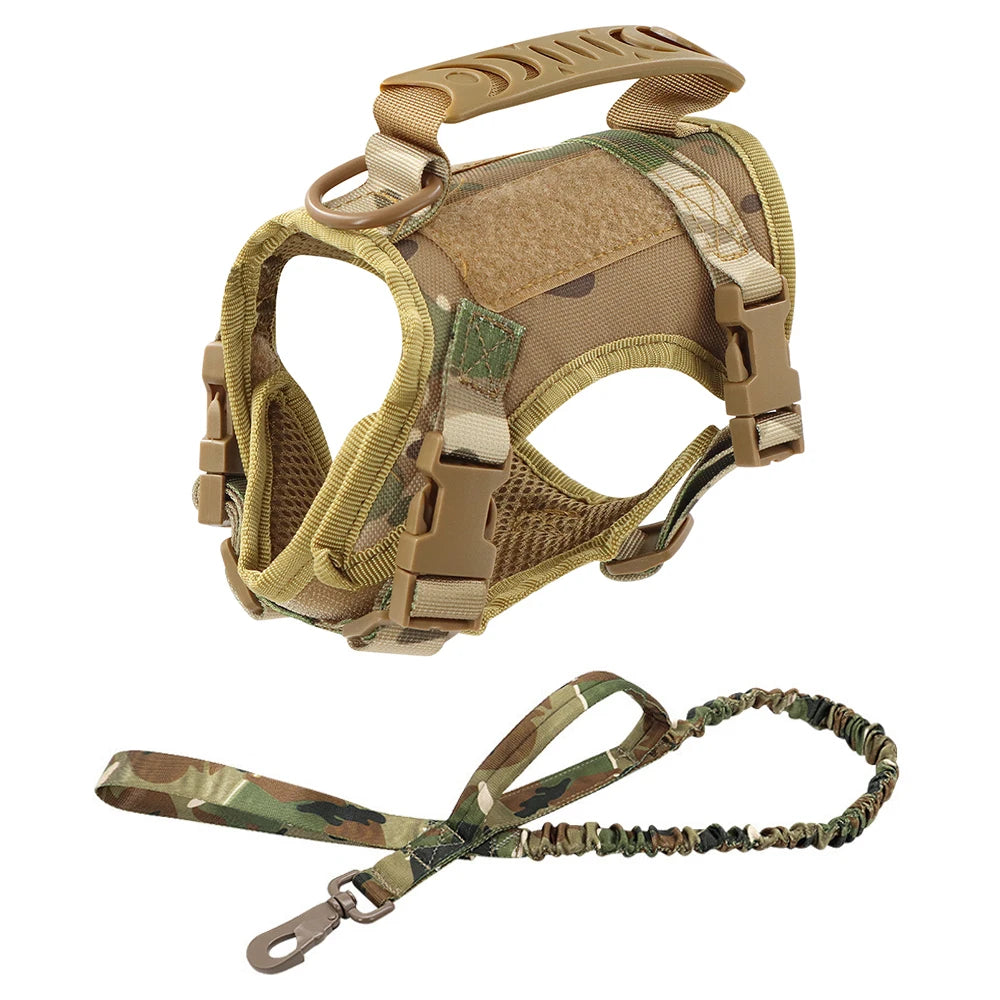 Arnês tático para cães de raças pequenas, colete ajustável para cães de serviço militar, acessórios para treinamento e trabalho