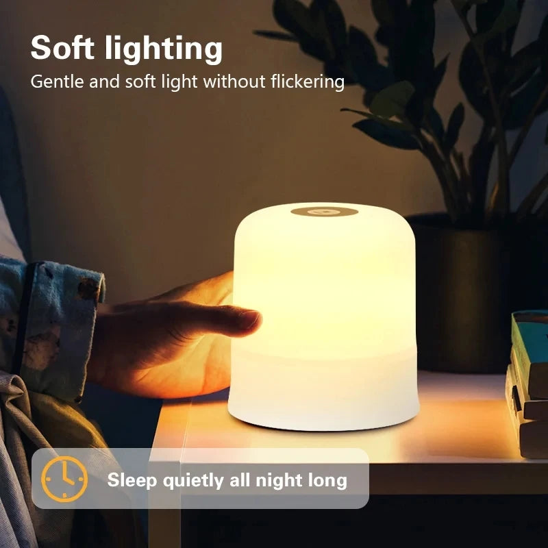 Lâmpada noturna LED sensível ao toque, USB, recarregável, regulável, de cabeceira, para decoração de quarto, presente de Natal, lâmpada noturna infantil