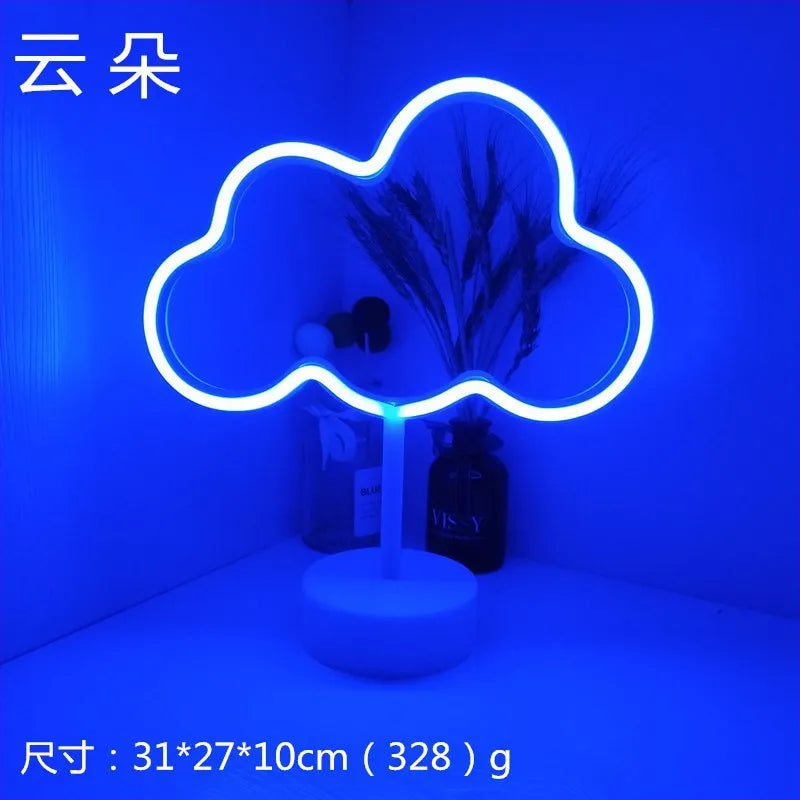 Luz de neon LED USB para letreiro, lâmpada noturna de flamingo para festas de Natal, decoração de casamento, presente para casa, luz de neon em forma de coração