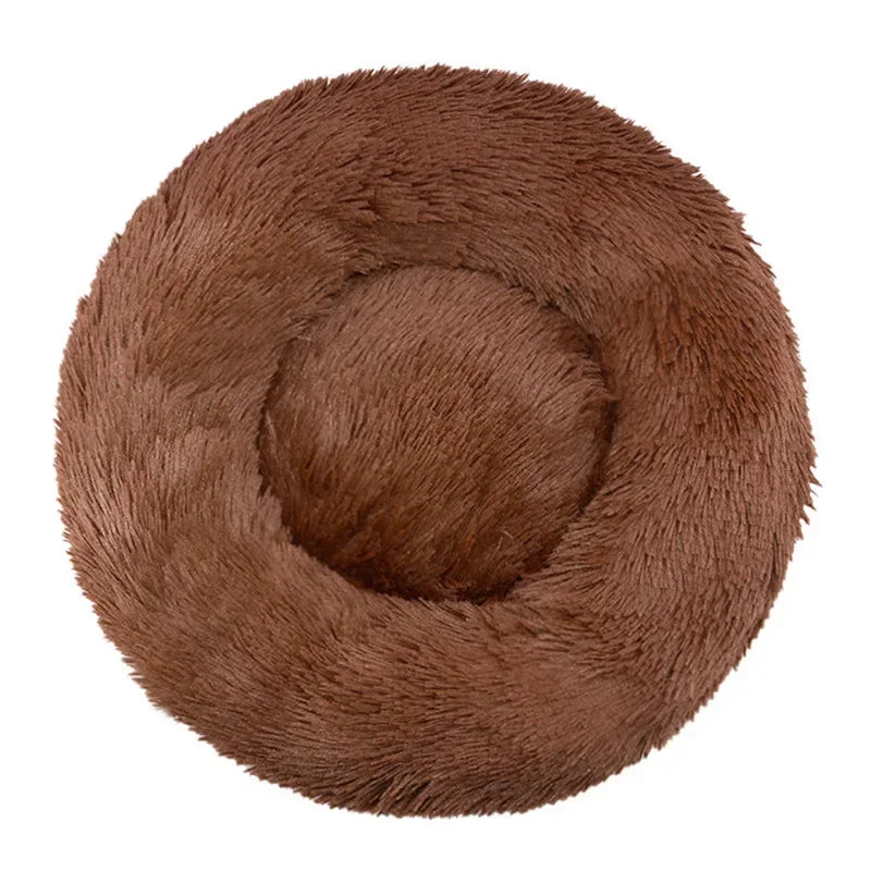 Cama redonda para animais de estimação para cães grandes, médios e pequenos, cama macia para gatos, cama longa e macia para cães, casa para cães, casa quente para dormir no inverno