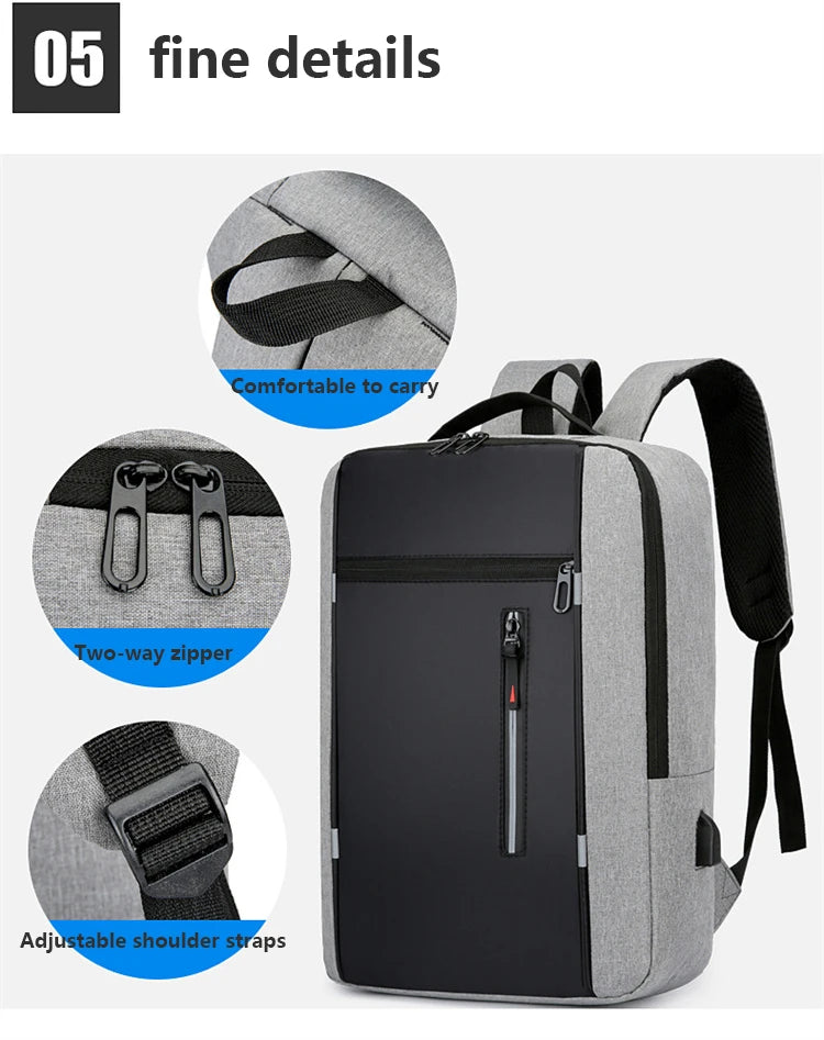 Mochilas escolares masculinas à prova d'água para laptop, mochilas escolares com entrada USB de 15,6 polegadas, mochilas de grande capacidade para homens