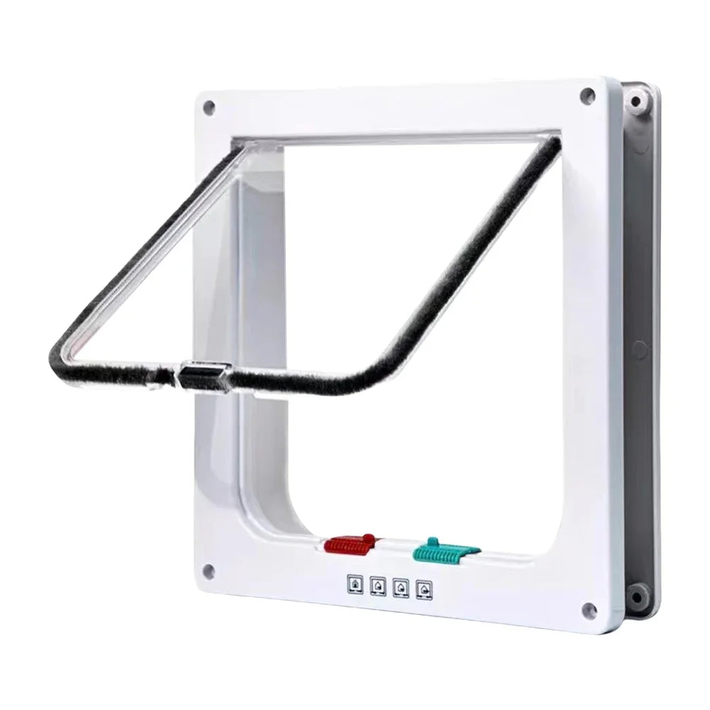 Porta magnética para gatos com trava de segurança de 4 vias para gatos, portão pequeno de plástico ABS controlável para filhotes, segurança para entrada e saída de gatinhos