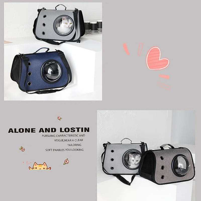 Mochila portátil para animais de estimação para viagens ao ar livre, mochila dobrável transparente para gatos, adequada para cães e gatos, bolsa respirável para viagens